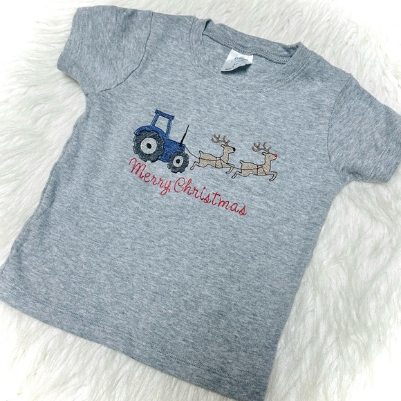 Gray Kids Christmas T-Shirt - Picture 1 of 2